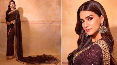 Kriti Sanon Looks Stunning in Shimmery Brown Saree, Check Gorgeous Pictures of the Adipurush Actress